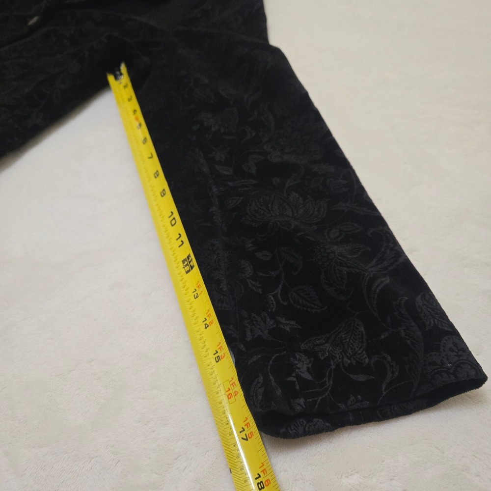 Talbots Womens Black Floral Damask Corduroy Blazer Jacket 3-Button Cotton L - Picture 7 of 16